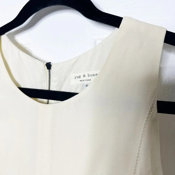 RAG & BONE Size M Ivory Sleeveless 100% Silk Blouse Hi Low Hem - Picture 2 of 6